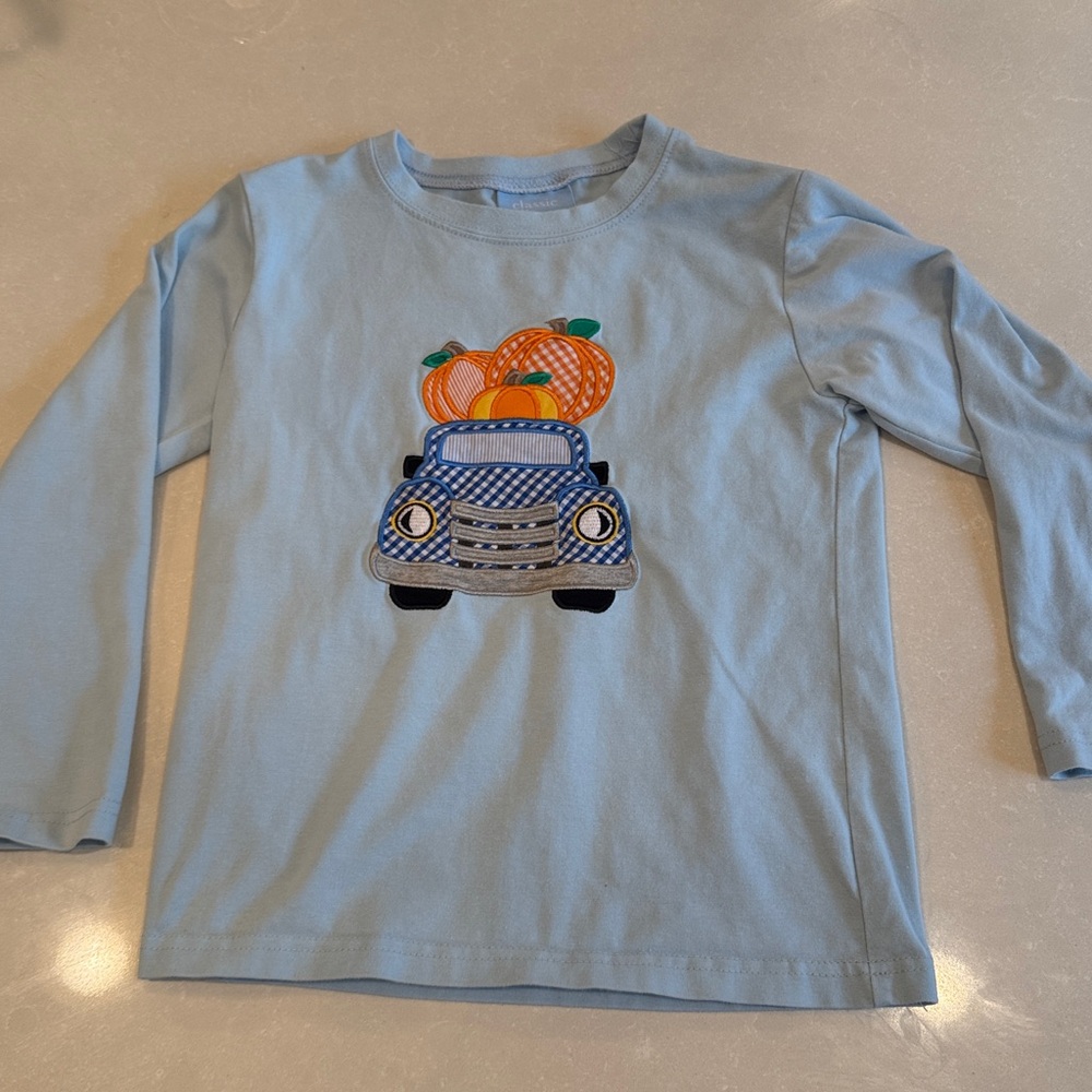Boys Fall Pumpkin Car Long-sleeve Shirt 4T